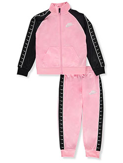 Girls' 2-Piece Joggers Set Outfit by Nike in Pink, Sizes 2T-4T