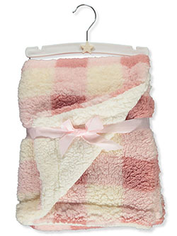 Plaid Luxury Sherpa Baby Blanket by Lullaby Kids in Pink, Infants