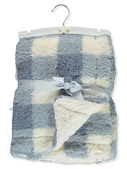 Plaid Luxury Sherpa Baby Blanket by Lullaby Kids in Blue, Infants