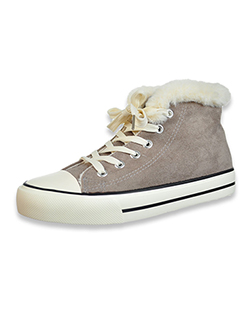 Lo-Top Faux-Fur Canvas Sneakers by Olivia Miller in black and gray, Shoes