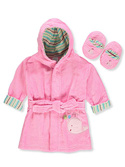 Baby Girls' Bathrobe & Slippers Set by Big Oshi in Pink