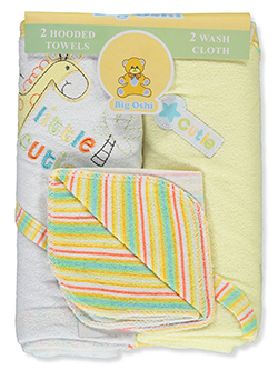 Baby Unisex 4-Piece Washcloth And Hooded Towel Set by Big Oshi in Yellow, Infants