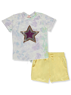 2-Piece Flip Sequin Shorts Set Outfit by Poof Girl in Yellow