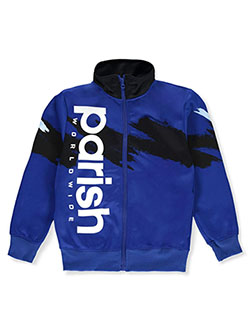 Brushstroke Tricot Track Jacket by Parish Nation in Royal blue, Boys Fashion