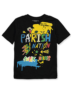 Boys' Super Heroes T-Shirt by Parish Nation in black and red - $24.00