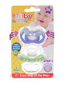 Gum-eez First Teether 2-Pack by Nuby in aqua/pink and lime/blue