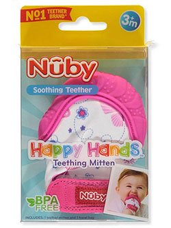 Happy Hands Teething Mittens by Nuby in White/red