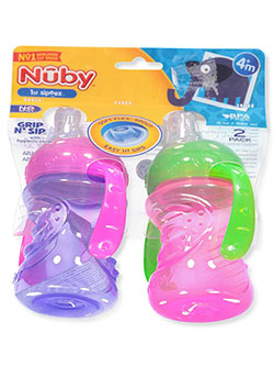 2-Pack No-Spill Grip N' Sip Cups by Nuby in Pink/purple
