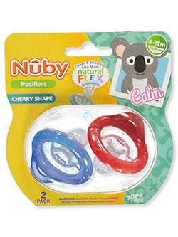 2-Pack Pacifiers by Nuby in green/turquoise, purple/pink and red/blue - Pacifiers