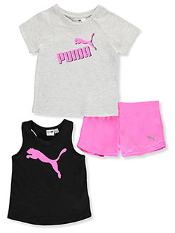 Girls' 3-Piece Shorts Set Outfit by Puma in White heather