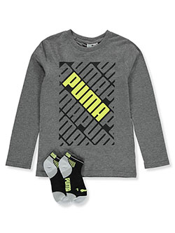 Boys' T-Shirt and Socks Set by Puma in Black/gray - $21.00