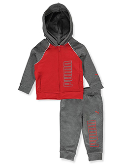 Baby Boys' 2-Piece Joggers Set Outfit by Puma in gray and red, Infants