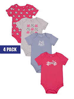 Girls' Puma Cat Print Bodysuits Set, 4-Pack