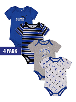 Puma Boys' 4-Pack Short-Sleeve Bodysuits Set