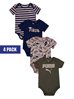 Puma Boys' 4-Pack Short-Sleeve Bodysuits Set