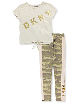 Metallic Camo 2-Piece Leggings Set Outfit by DKNY in Oatmeal heather, Girls Fashion