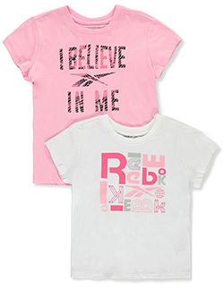 Girls' I Believe T-Shirt 2-Pack by Reebok in White/pink, Girls Fashion