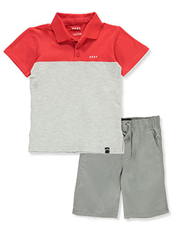 Boys' Color Block 2-Piece Shorts Set Outfit by DKNY in black, griffin and khaki