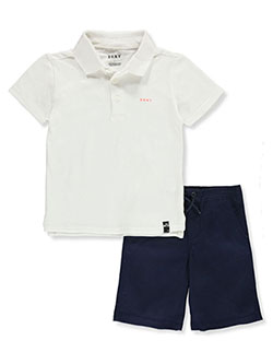 Boys' Cotton Twill 2-Piece Shorts Set Outfit by DKNY in black, griffin and mouse, Boys Fashion