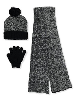 Boys' Heather Knit 3-Piece Winter Accessories Set by R. Glove in Navy