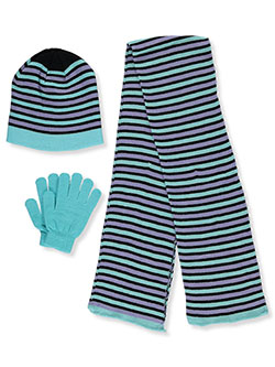 Border Stripe 3-Piece Winter Accessories Set by Minus 5 in Turquoise