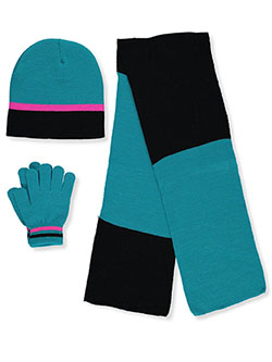 Colorblock 3-Piece Winter Accessories Set by Minus 5 in Turquoise