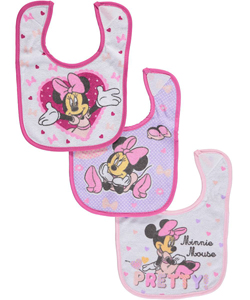 Minnie Mouse "Pretty!" 3-Pack Bibs by Disney in Pink