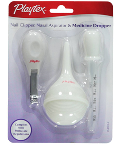 Baby Nail Clipper, Nasal Aspirator & Medicine Dropper 3-Pack by Playtex in White - Health Care