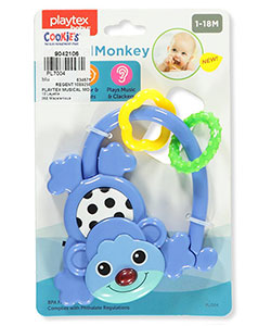 Baby Musical Monkey by Playtex in blue and fuchsia