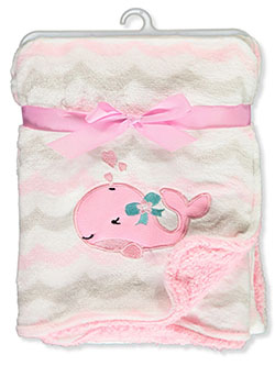 Baby Girls' Stripe Whale Plush Blanket by Cribmates in Pink, Infants