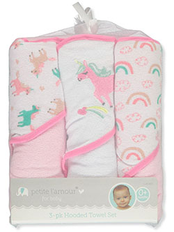 Baby Girls' 3-Pack Hooded Towels by Petite L'amour in Multi