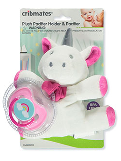 Unicorn Plush Pacifier Holder with Pacifier by Cribmates in White, Infants