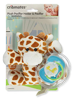 Giraffe Plush Pacifier Holder with Pacifier by Cribmates in White