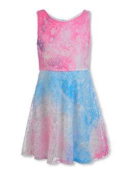 Girls' Rainbow Floral Lace Dress by RMLA in Yellow/pink