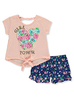 Girls' Girl Power 2-Piece Shorts Set Outfit by RMLA in Blush, Girls Fashion