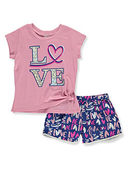 Girls' Love 2-Piece Shorts Set Outfit by RMLA in Mauve, Girls Fashion