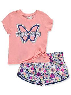Girls' Good Vibes 2-Piece Shorts Set Outfit by RMLA in Blush