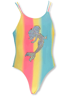 Rainbow Flip Sequin Mermaid 1-Piece Swimsuit by Girlsquad in Yellow/multi, Girls Fashion