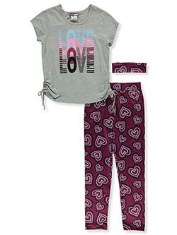 GirlSquad 2-Piece Leggings Set Outfit With Headband by GirlsSquad in Heather gray