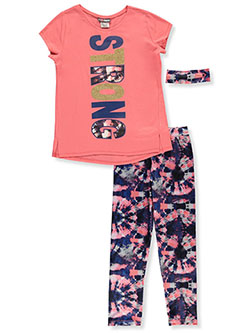 GirlSquad 2-Piece Love Leggings Set Outfit With Headband by GirlsSquad in Coral, Girls Fashion