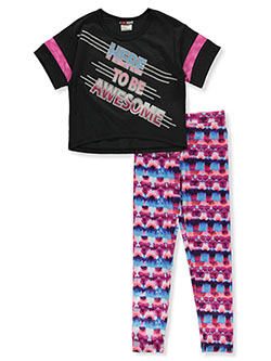 GirlSquad 2-Piece Awesome Leggings Set Outfit With Headband by GirlsSquad in Black