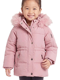 Rothschild Girls' Full-Zip Faux Fur Trim Hooded Puffer Parka