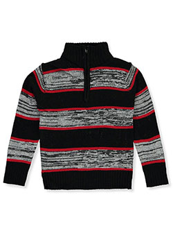 Boys' Striped Mock Neck Sweater by Sezzit in Red - $6.99