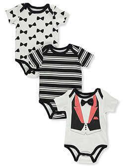 Baby Boys' 3-Pack Tux Bodysuits by Sweet & Soft in White/multi