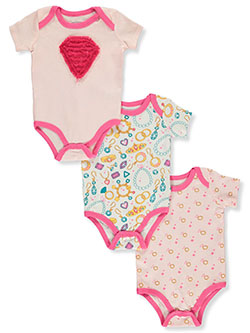 Baby Girls' 3-Pack Bodysuits by Sweet & Soft in Pink/multi