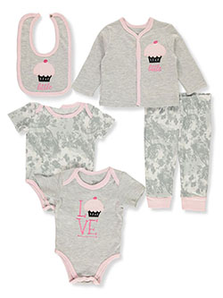 5-Piece Tie-Dye Cupcake Layette Set by Sweet & Soft in gray/pink and pink/multi