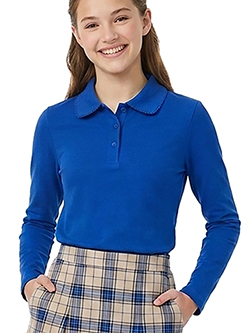 Smith's American Girls' Picot Trim Long-Sleeve Polo Shirt