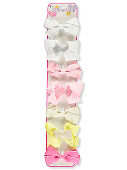 Glitter-Trim Grosgrain Ribbon 7-Pack Hair Clips by Buttons & Bows in Multi