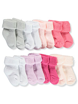 Terry Foldover Cuff 8-Pack Socks by Little Me in Pink