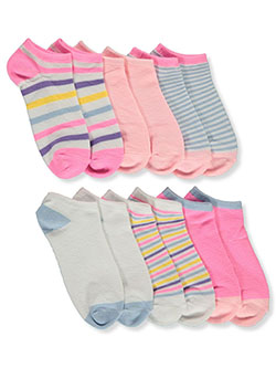 Girls' 6-Pack No-Show Socks by Madison & Parke in Pink/white